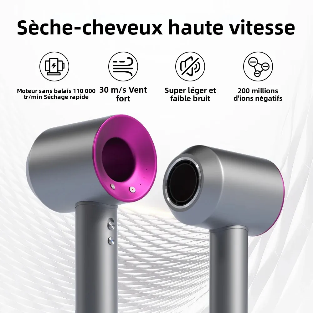 Sèche-cheveux sans lame à grande vitesse Soins capillaires à ions négatifs Haute puissance, silencieux et à séchage rapide, portable, adapté aux voyages à la maison