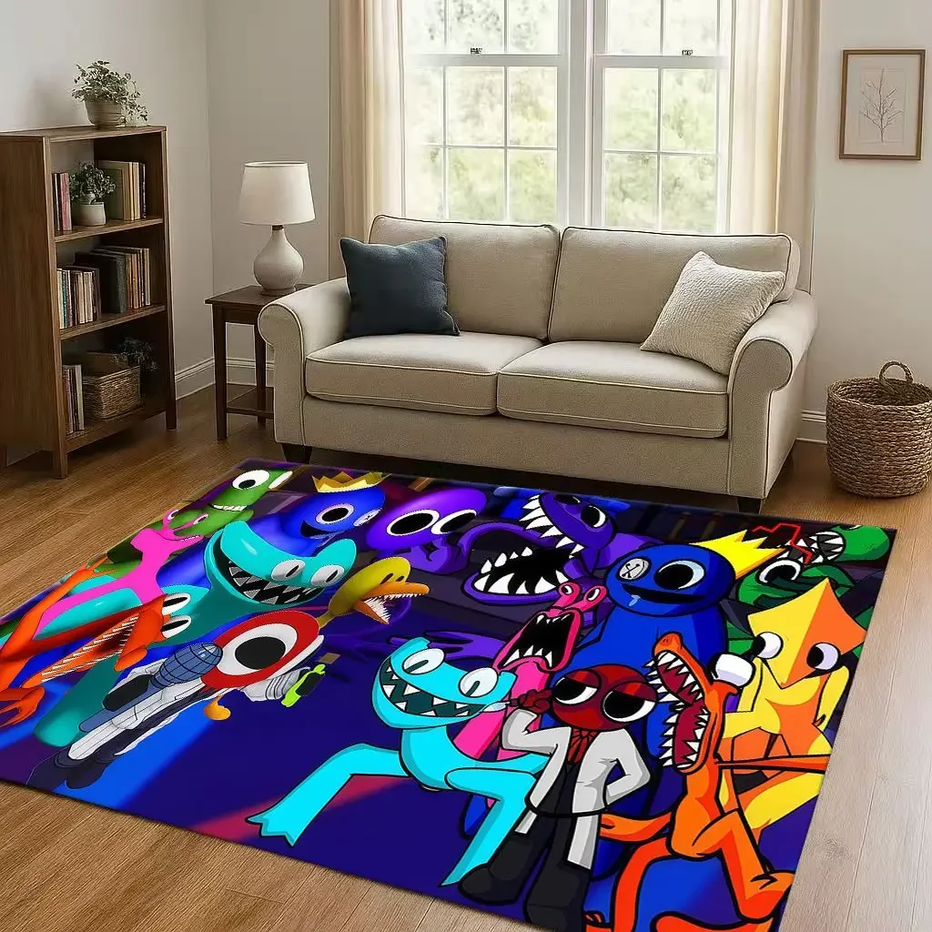 New R-Rainbow Friends Game Cartoon Living Room Non-Slip Area Rug Carpet for Bedroom Playroom Sofa,Easy Clean Home Decor Doormat