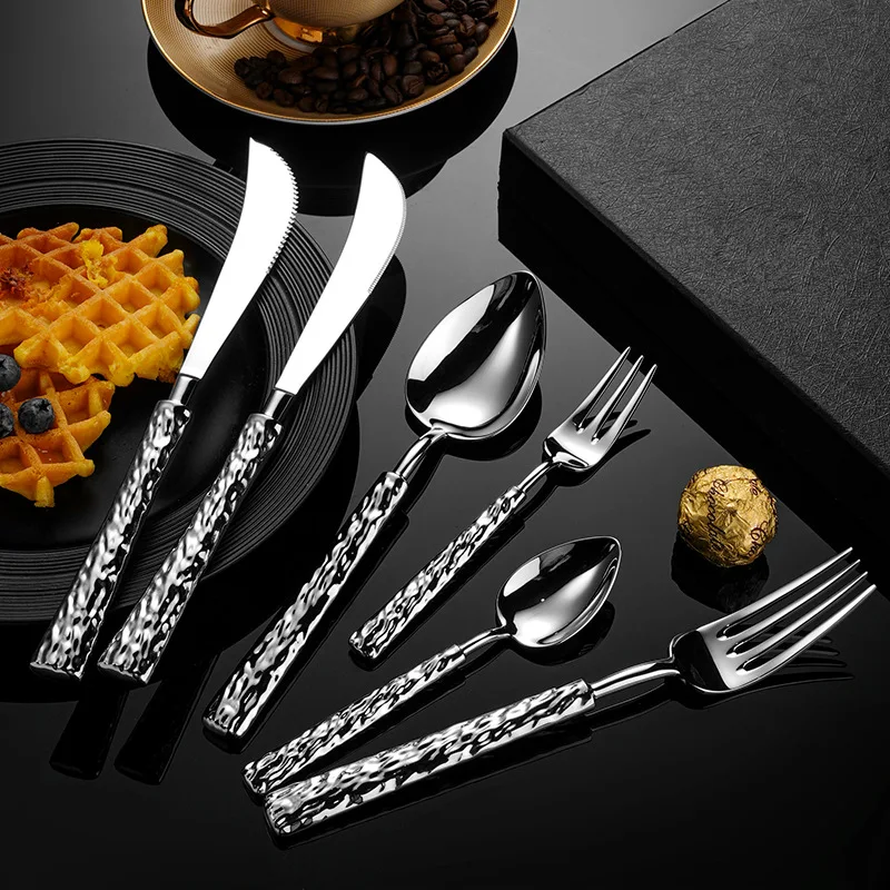 

Luxury 304 Stainless Steel Cutlery French Embossed Tree Tableware Set Restaurant Full Table Service Fork and Spoon Steak Knife