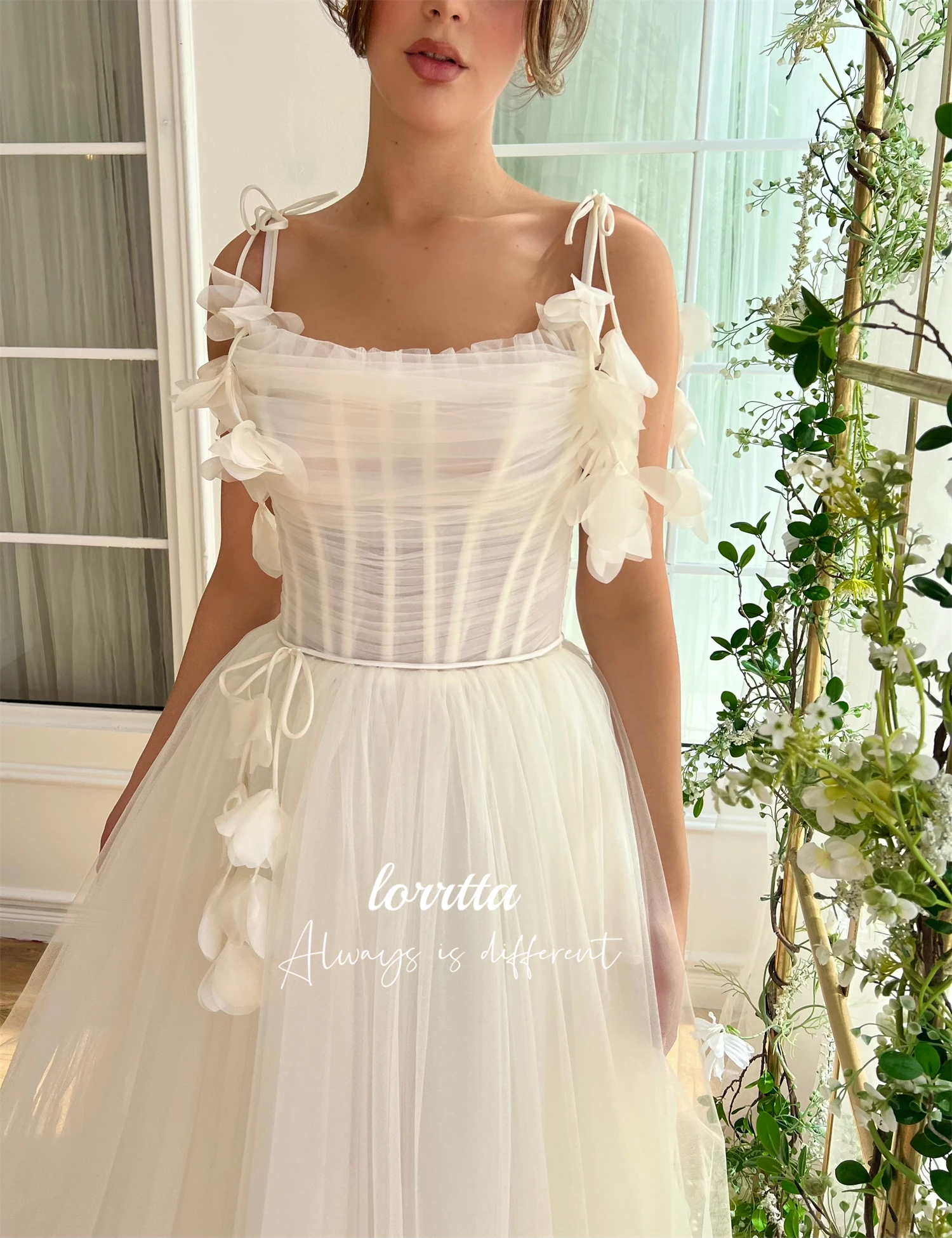 Lorrtta Wedding Party Dress Medium Length White Mesh Line A Elegant Short Dresses for Formal Occasions Luxury Evening Woman Prom