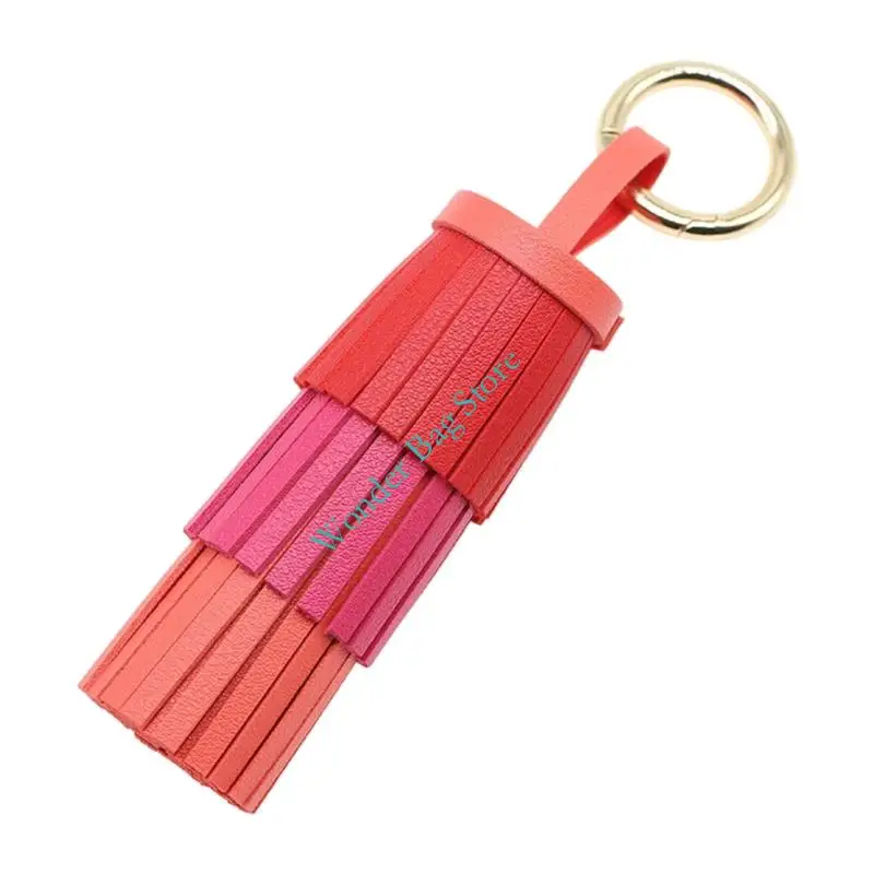 Layered Bag Charm with Metal Loop, Faux Leather Purse Accent Pendant for Bag Styling, Backpack Detail, Zipper Pull Accessory