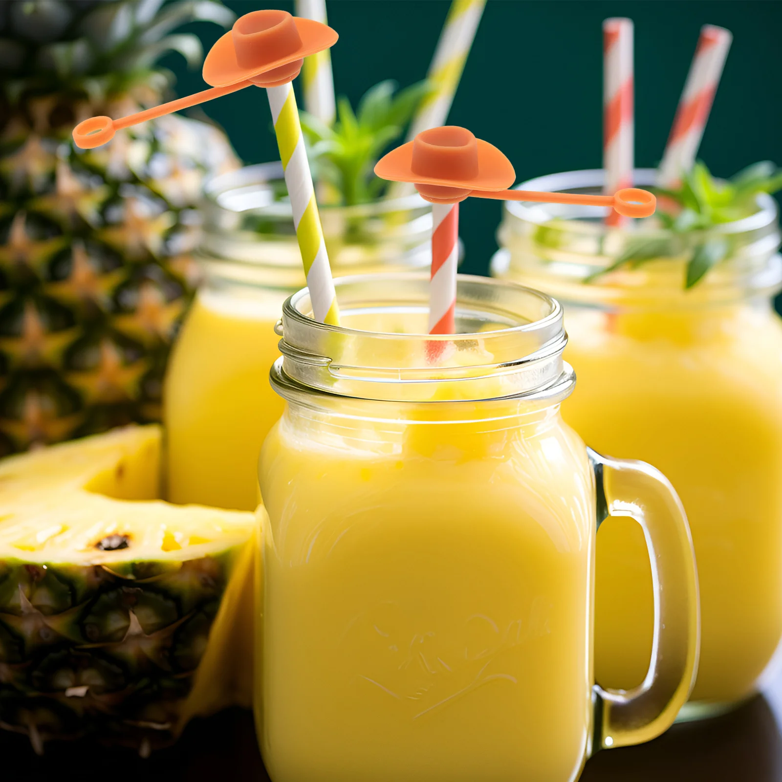 

4Pcs Reusable Straw Caps Smooth Surface Easy Use Good Sealing Great Decoration Friends Silicone Straw Toppers Tips Protector