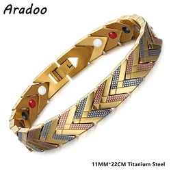 ARADOO Titanium Steel Bracelets for Women Men Stainless Steel Magnetic Bio Power Wristband Bangle Jewelry Gifts