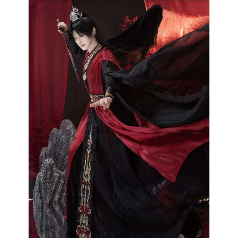 Halloween Black Red Hanfu Men Women Traditional Chinese Embroidered Clothing Carnival Wuxia Cosplay Costume Movies Kungfu Hanfu view 2