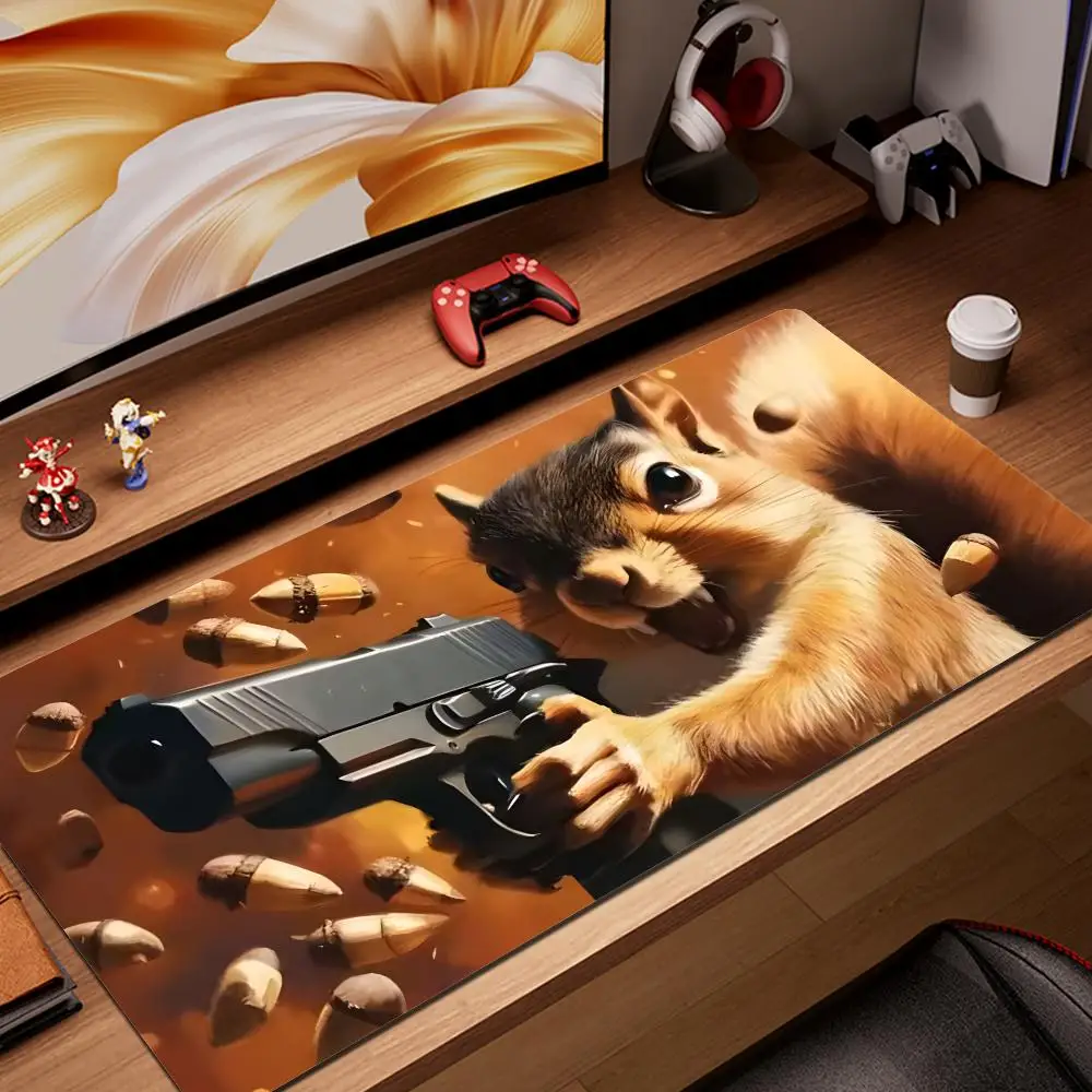 

Squirrel Gun Playmat for MTG Fans Funny Anime Desk Mat Magic Card Games Custom Playmat Meme , Accessories Playmats HYBXAXC