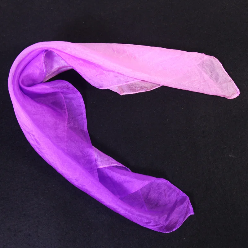 30Inch Chinese Folk Dance Silk Veil Women Yangko Dance Fan Veil Pair Real Silk Half Moon Show Props AdultsPink Purple Gradient