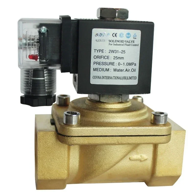 Brass two-position two-way solenoid valve 2W31 one-way cut-off fast electromagnetic type for water and oil