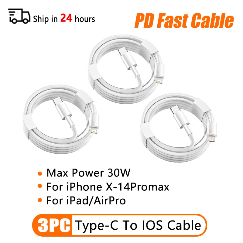 PD 60W USB C naar Type C snellaadkabel voor Apple iPhone 11 13 14 15 16 Pro Max 12 Mini 6 7 8 Plus XS XR iPad USB A 2M-kabel