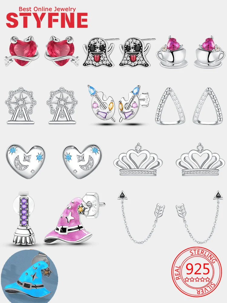 

Earrings 925 sterling silver for Women Red Hearts Women's Fashion Earrings for Jewelry Gifts