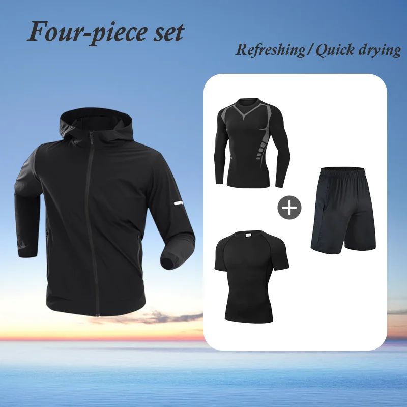 

2025 Comprehensive Sports Set Four-Piece High Elastic Quick-Dry Cool Breathable Sportswear Running Cycling Training Outfit