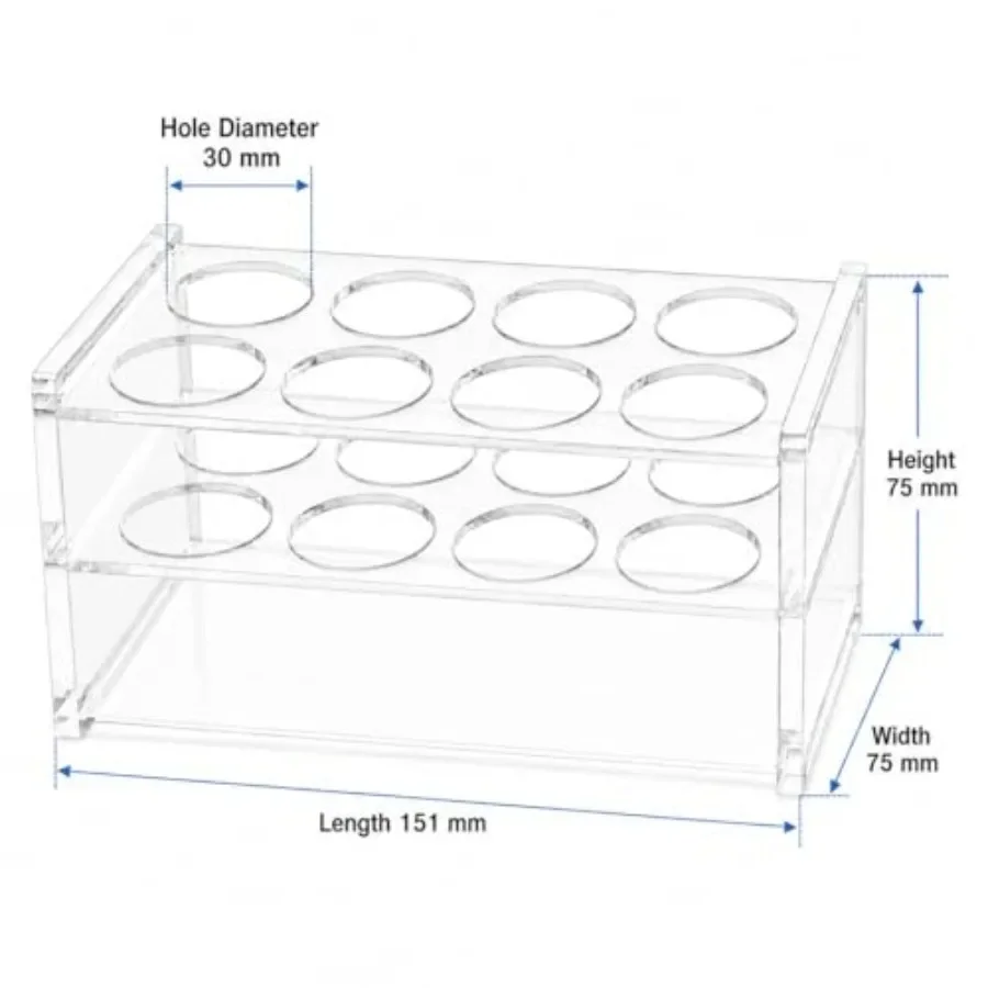 1 pcs Acrylic Test Tube Rack 8 Wells for 50ML Centrifuge Tubes, Transparent Acrylic Test Holder Racks with Hole Diameter 30 mm