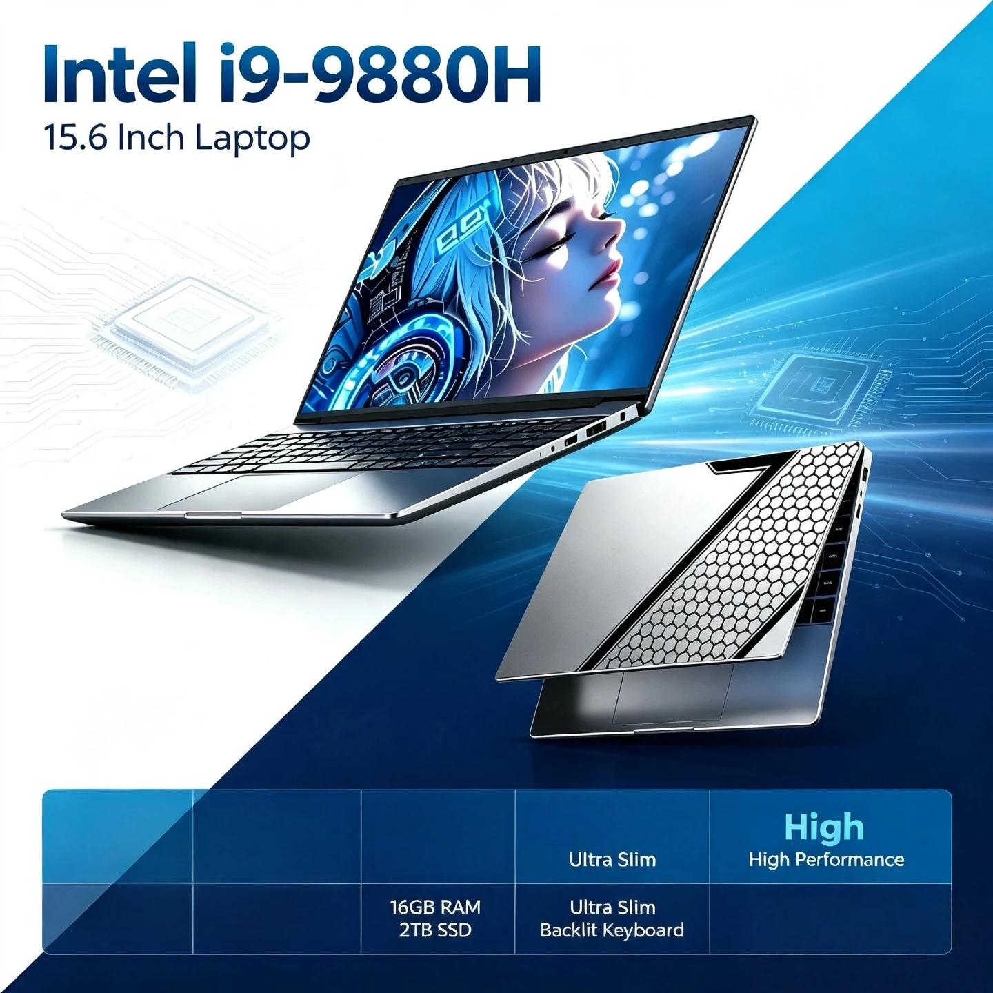 Core i9-9880H 8C 16T 2.3-4.8GHz 24MB Cache 16GB DDR4 2TB SSD UHD 630 Graphics Mobile Workstation Laptop PC