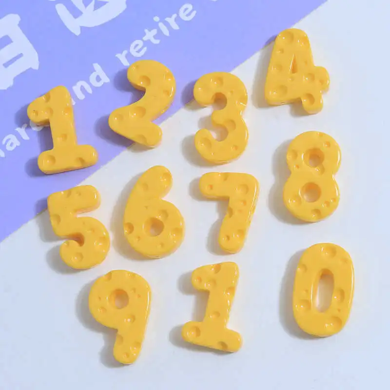 20pcs New Resin Number Biscuit Flatback Cabochons for Creative Design Crafts Cute Single Numbers Resin Accessory Embellishment