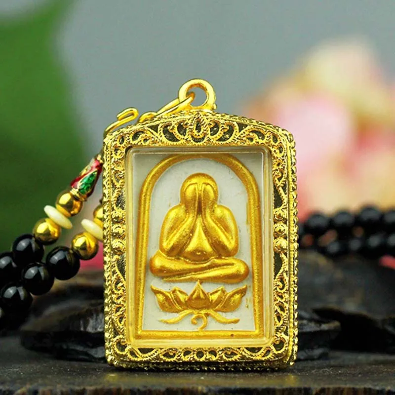 Southeast Asia Thailand Temple talisman bring wealth money GOOD LUCK BLESS safe YAN MIAN FO God Buddha Pendant Amulet