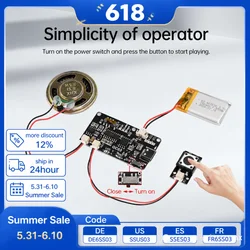 Recordable Sound Module 8M MP3 Button Control Music Voice Player Programmable Board with Speaker for DIY Greeting Card Gift