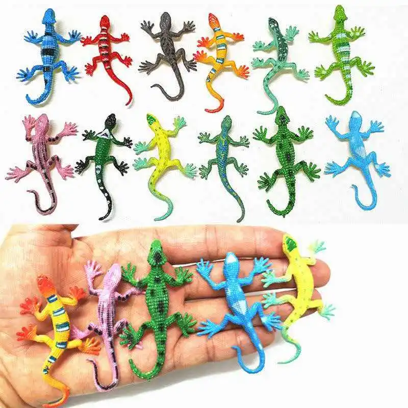 12PCS Plastic Mini Lizard Toys Realistic Reptile Animals Figures Halloween Party Favors Stocking Stuffers Gifts For Kids Teens