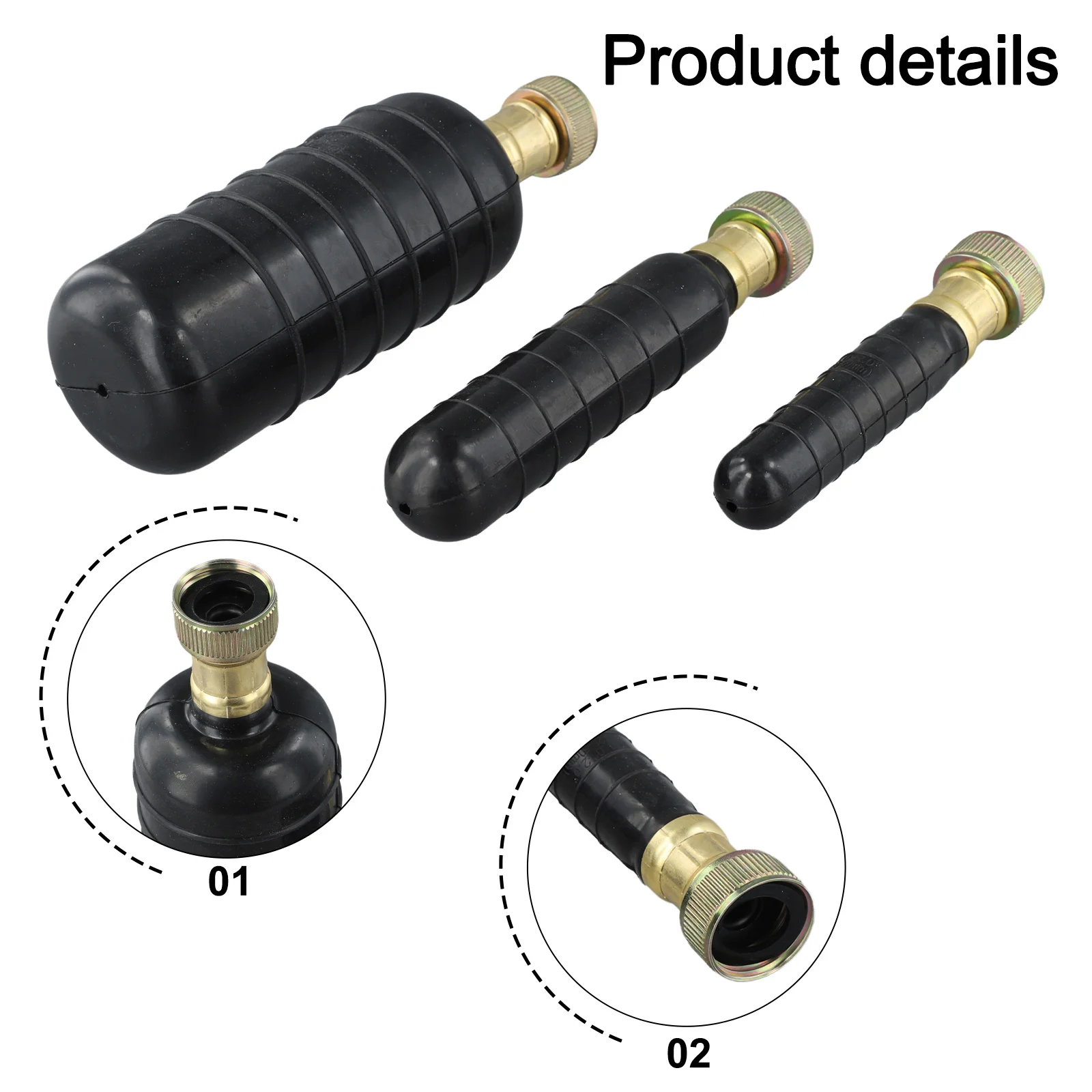 The Essential Drain Cleaning Toolset Three Powerful Rubber Bladders that Utilize Water Pressure to Remove Clogs