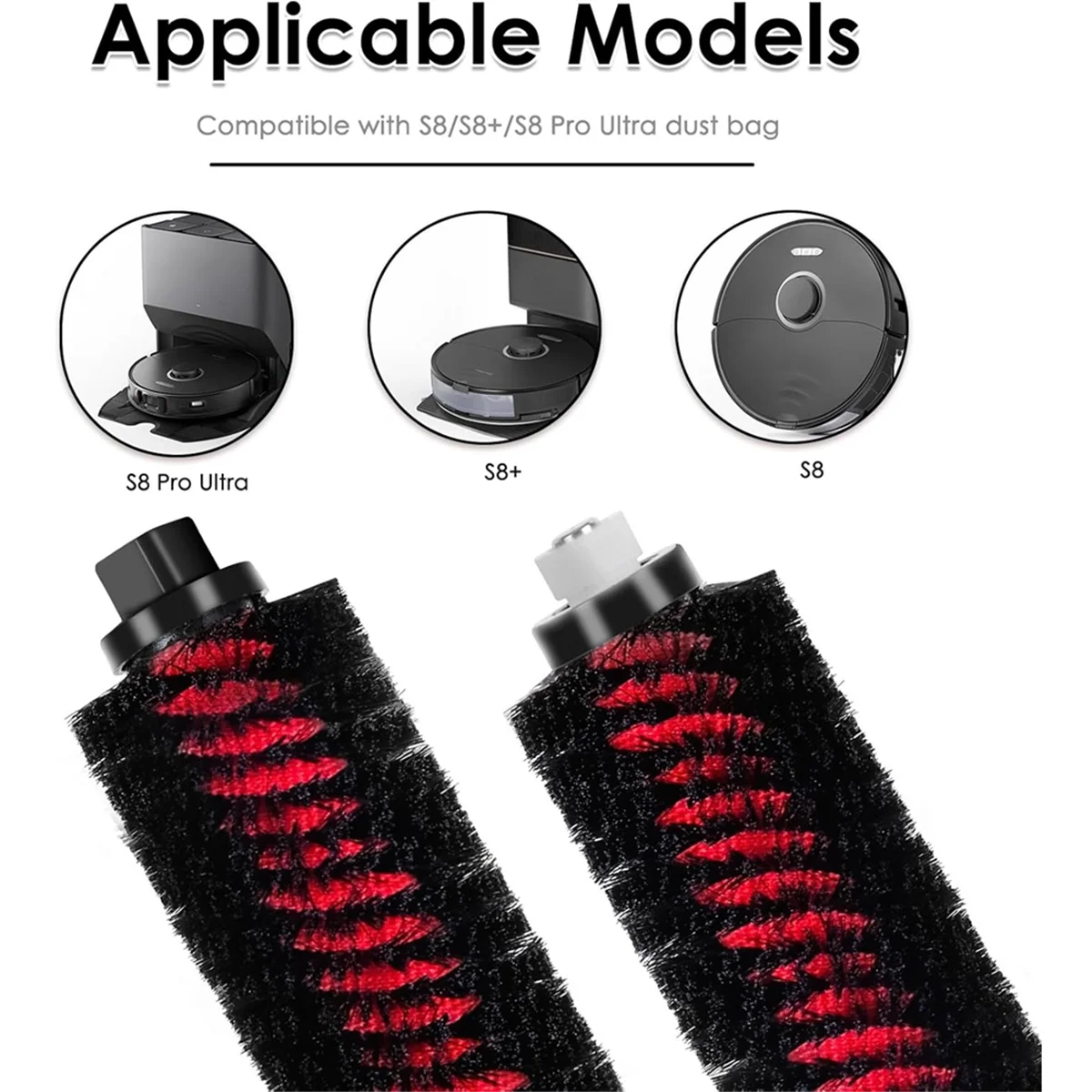 3 قطعة فرش تنظيف عالية السرعة لـ Roborock S8 Pro Ultra/S8/S8 +/S8 Plus فرشاة تنظيف ذاتية بديلة للمكنسة الروبوتية