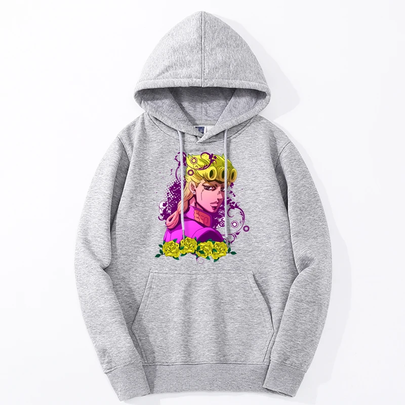 Jojo Bizarre Adventure Hoodies Hot Anime Giorno Giovanna Graphic Printed Tracksuit Casual Streetwear Tops Harajuku Sweatshirts