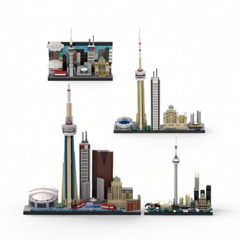 MOC Canadian TV Tower Toronto Skyline City Landmark Architectural Street View Model Building Blocks Set Kids Toys Birthday Gifts