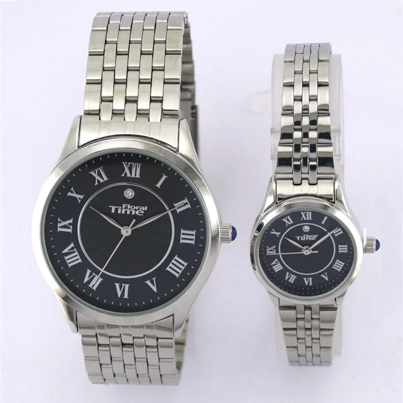 Relojes de hora florales para parejas, relojes casuales de moda para amantes de la moda, oro terroso, resistente al agua, tendencia de negocios clásica FT007/FT008