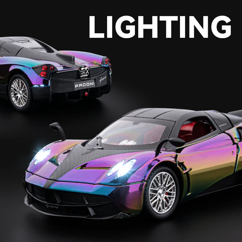 1:24 Pagani Huayra Dinastia Supercar سبيكة سيارة نموذج الصوت والضوء التراجع لعبة أطفال المقتنيات هدية عيد ميلاد