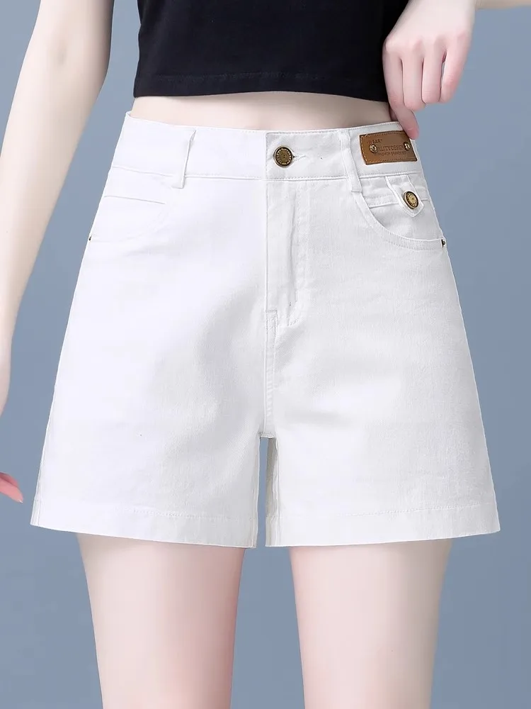 

High Waist A-Line Wide Leg Jeans Shorts Women's Summer Thin New Style Casual High Waist Slimming Outerwear Shorts