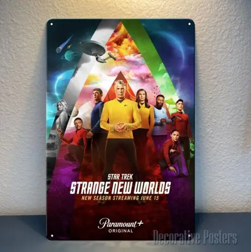 Film-Metallposter „Strange New Worlds“ – Schild – Größe: 20 x 30 cm – Aluminium