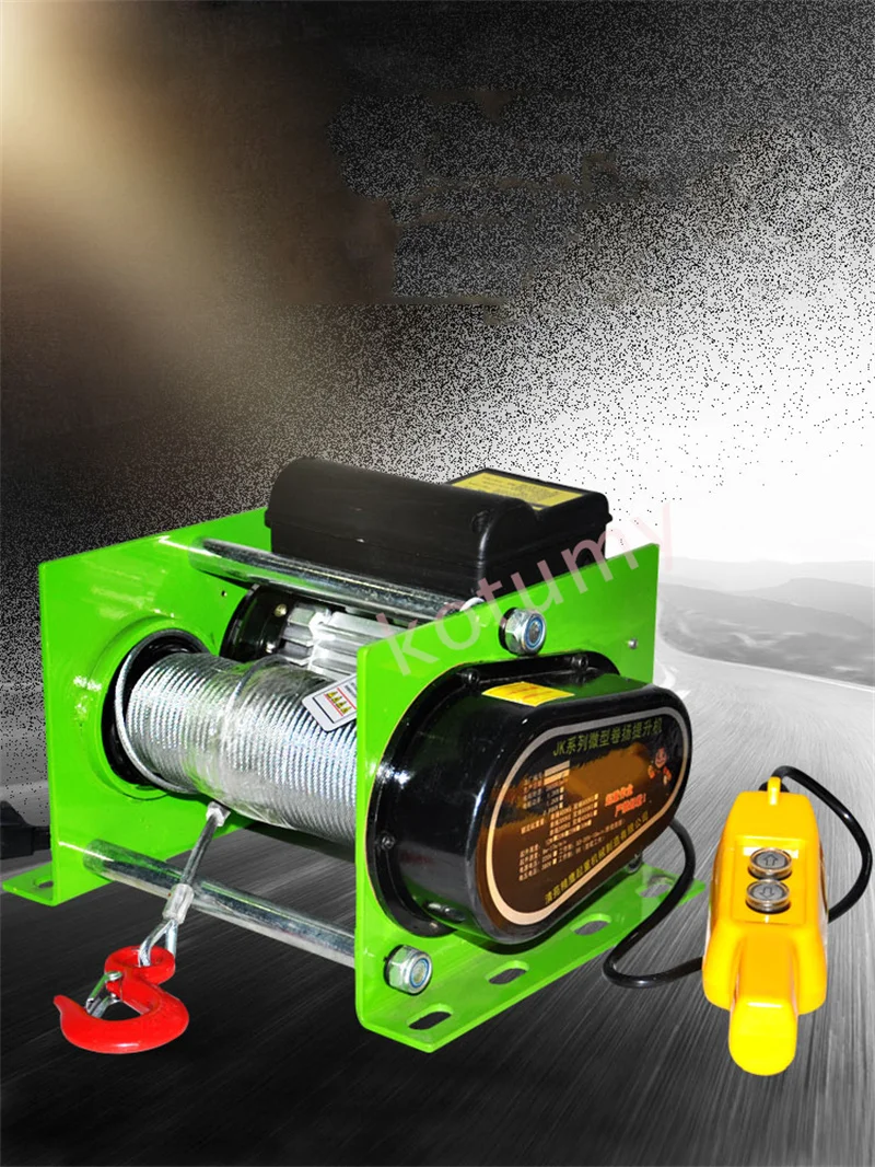 980W/1400W Wire Rope Hoist With Wireless Remote Micro Electric Hoist Electric Winch  220V 400kg/600kg