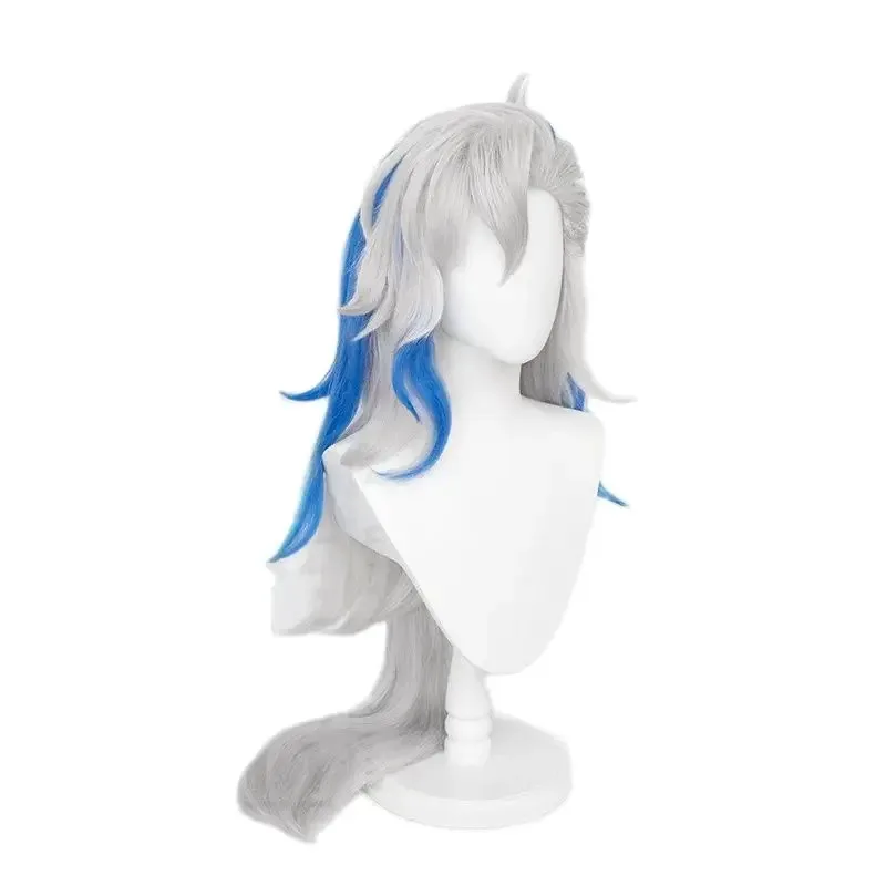 Neuvillette Cos Wig Anime 95-100CM Gradient Dual Color Heat-resistant Synthetic Hair Halloween Party Cosplay Wigs+wig Cap