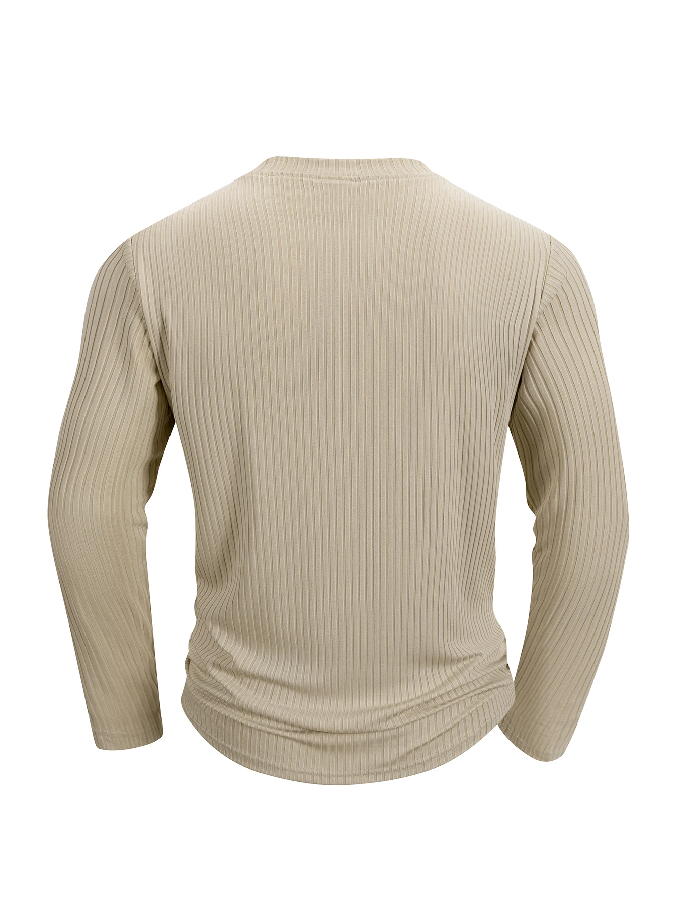 เสื้อแขนยาวคอกลมผู้ชายสำหรับฤดูใบไม้ผลิและฤดูร้อน เสื้อฟิตเนสยืดหยุ่นสูง เสื้อพื้นฐานสีพื้น เสื้อสวมลำลองแขนยาว