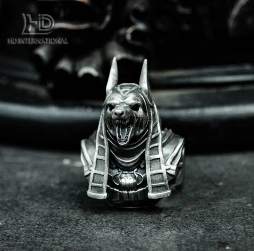 925 sterling silver Anubis ring, death ring, Anubis ring, Egyptian mythology jewelry - handmade