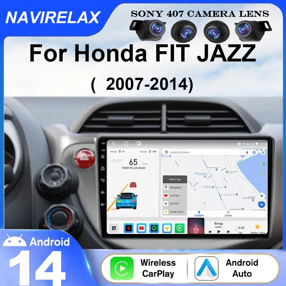 

Android 14 For HONDA FIT JAZZ City 2007-2014 WiFi+4G CarPlay Car Stereo Radio Multimedia Video Player Navigation GPS 360 Camera