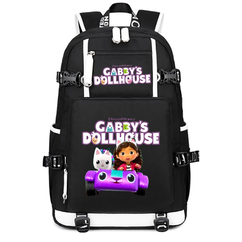 

Cartoon Riman Gabby's Dollhouse printed large-capacity youth student school bag leisure travel bag