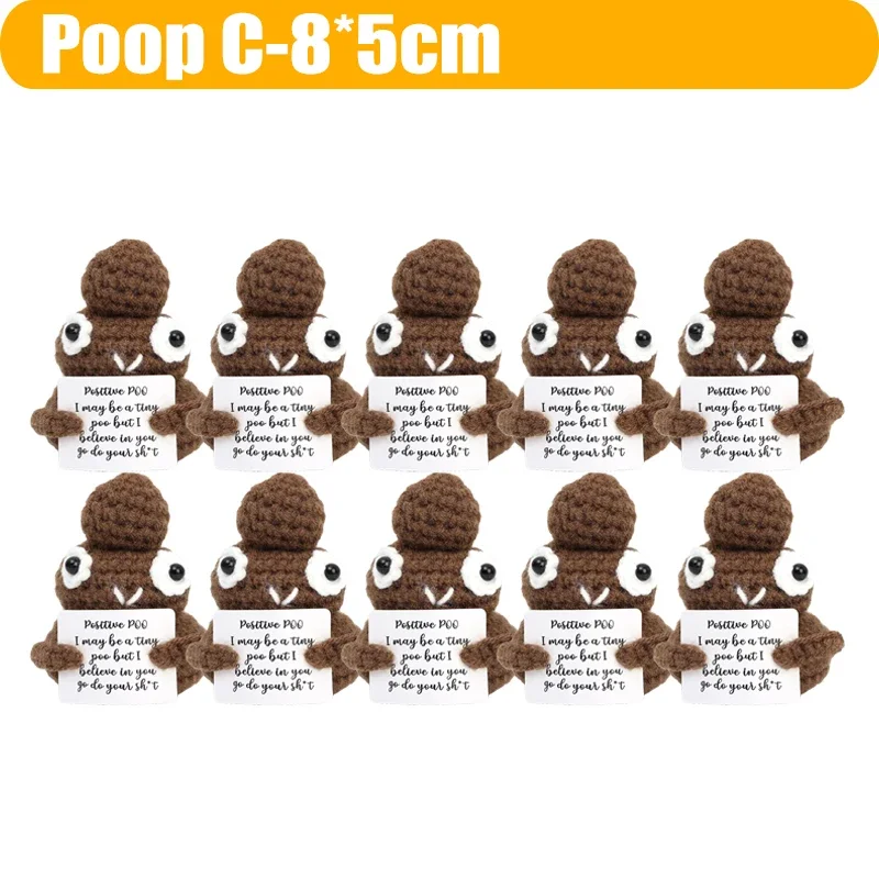 Positive Energy Potato Shark Doll Funny Crochet Cucumber Poop Handmade Knitted Dolls Desktop Ornaments Decors Crafts Cute Toys