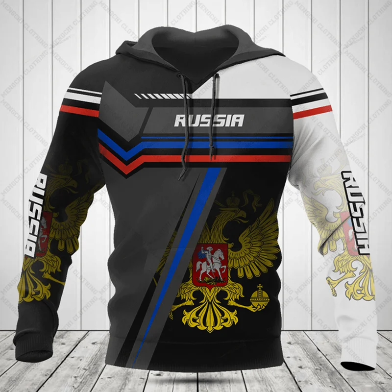 

Custom Name Russia Emblem Sports Style Hoodies For Male Loose Men's Fashion Sweatshirts Boy Casual Clothing Oversized Streetwear