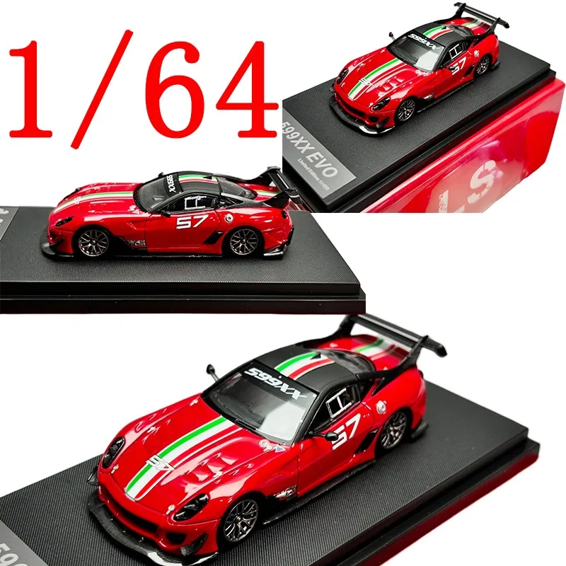 

Модель LS, литая под давлением модель автомобиля из сплава Ferrari в масштабе 1/64, Ferrari 599XX EVO, красный номер. 57 игровых транспортных средств, игрушки для мальчиков, подарочная оригинальная коробка