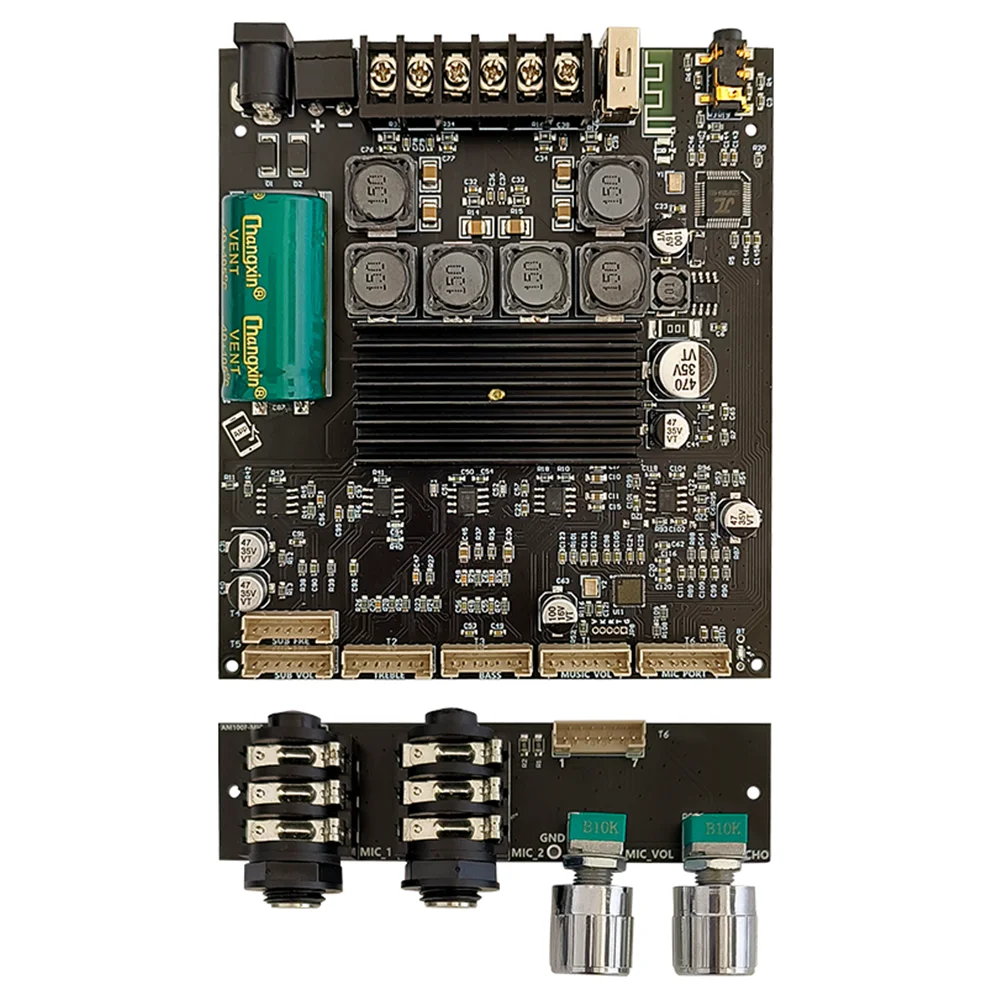 ZK-AM100F 2.1 Channel Bluetooth Power Amplifier Board Microphone Audio All-in-one Module 50Wx2+100W Wire Digital Audio