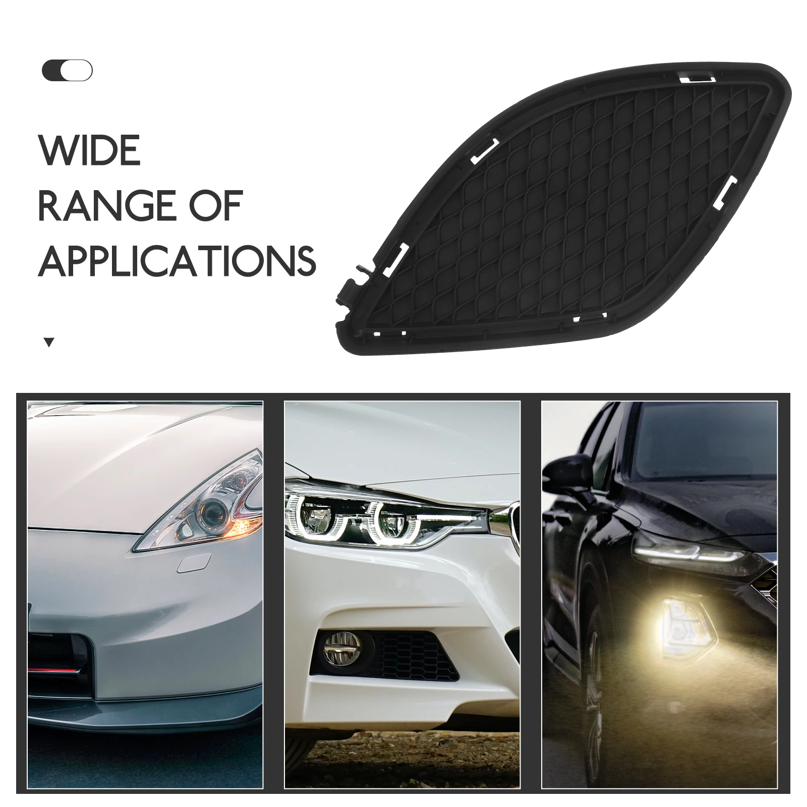 

1pc Stylish Front Bumper Grille Cover Insert Trim ABS Heat Resistant Car Exterior Auto Accessories Easy Installation