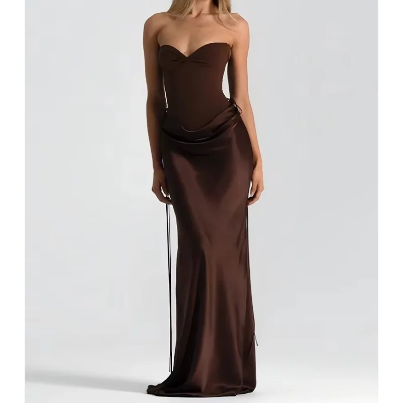 Women Off Shoulder Backless Patchwork Sleeveless Bodycon Maxi Dress Party