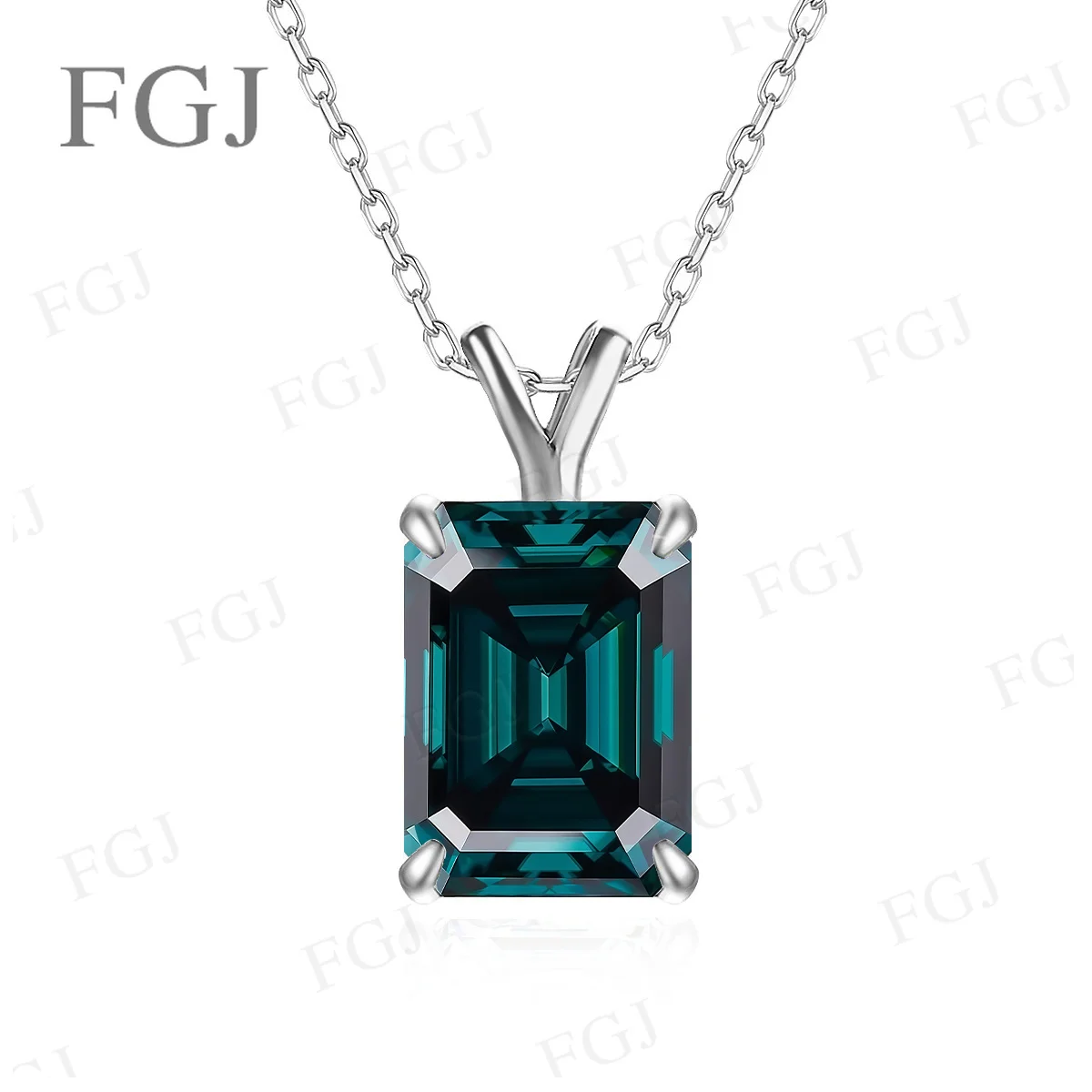 4CT Smaragdschliff Moissanit-Anhänger-Halskette für Damen, 925er Sterlingsilber mit 18K Goldplattierung, edler Schmuck, Hochzeitsgeschenk – Detail 12