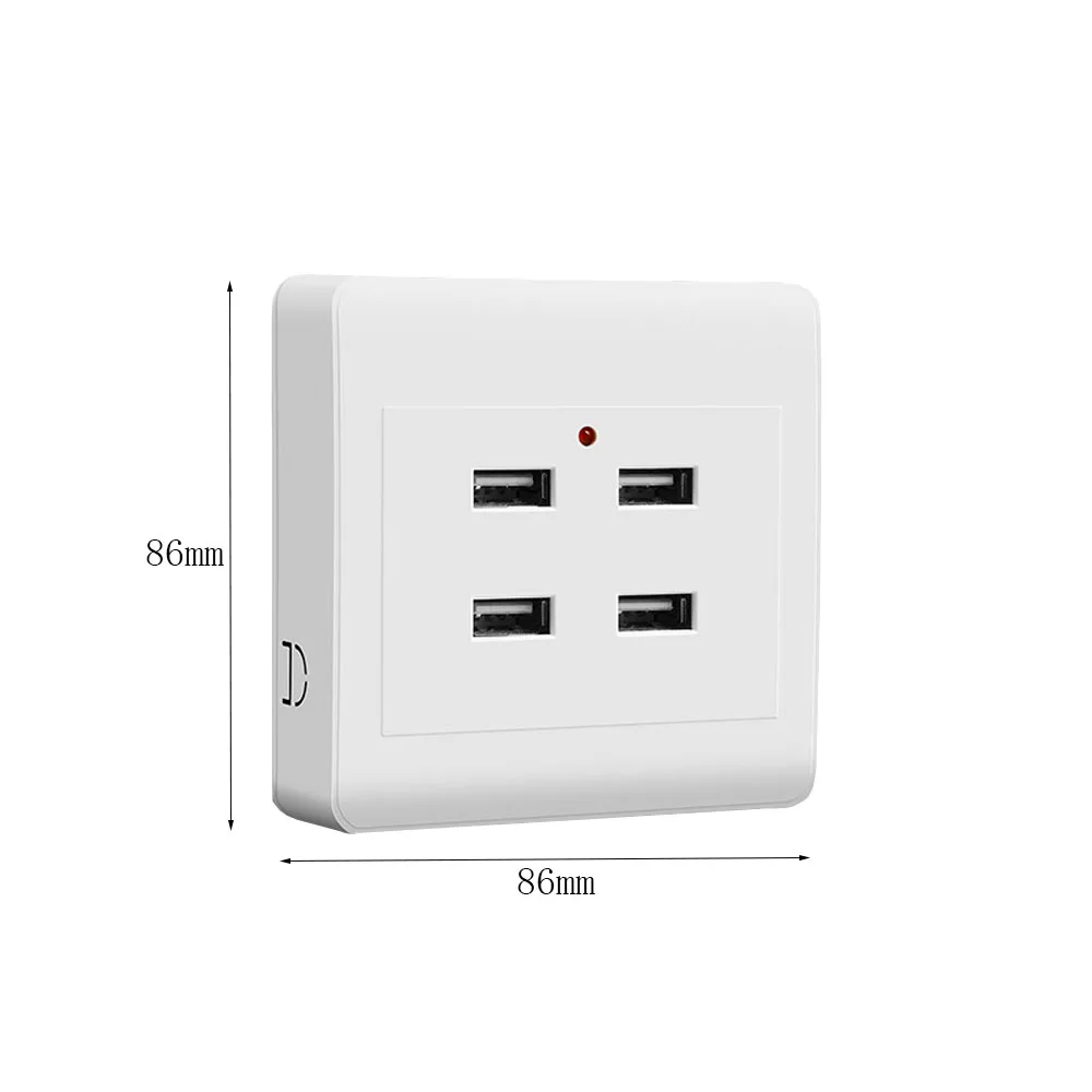 86 Type USB Socket Panel 110V-250V To 5V Type-C Wall Power Socket Fast Charging Panel Switch 2/4 Ports