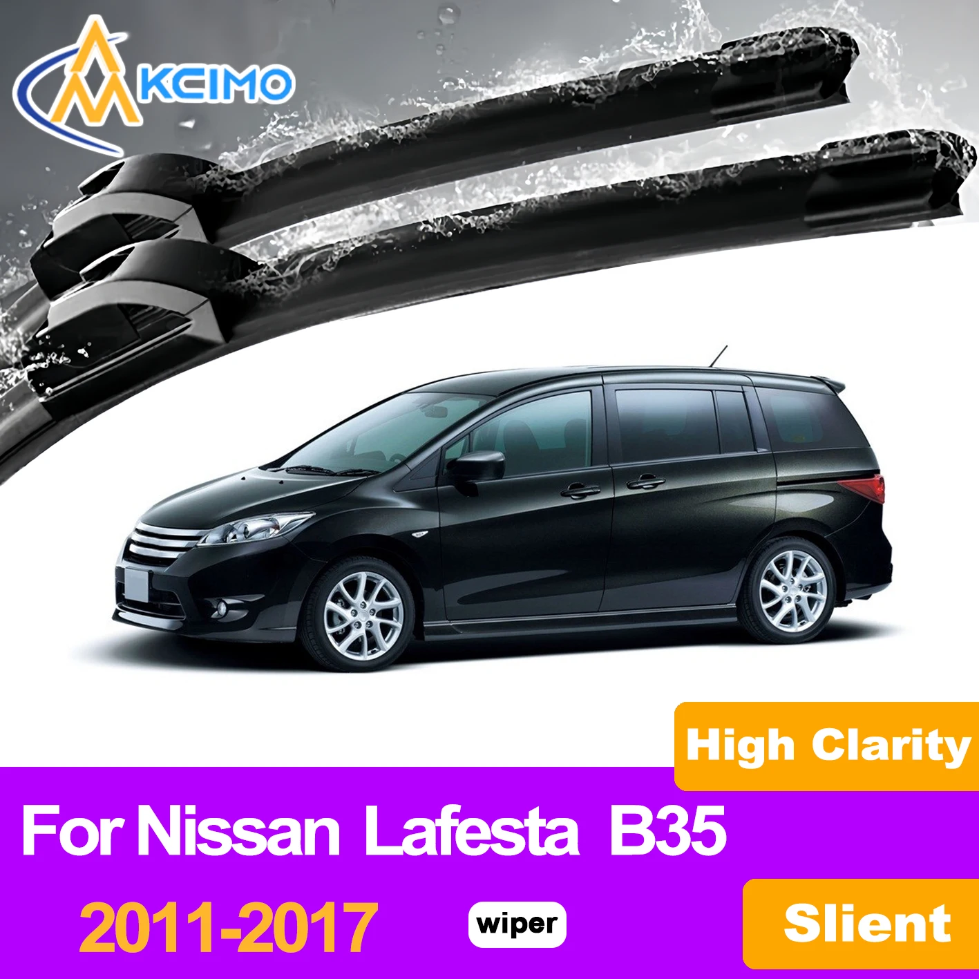 KCIMO 2PCS Front Windshield Wiper Blades For Nissan Lafesta B35 2011-2017, Easy Install Clear View All Weather Car Accessories