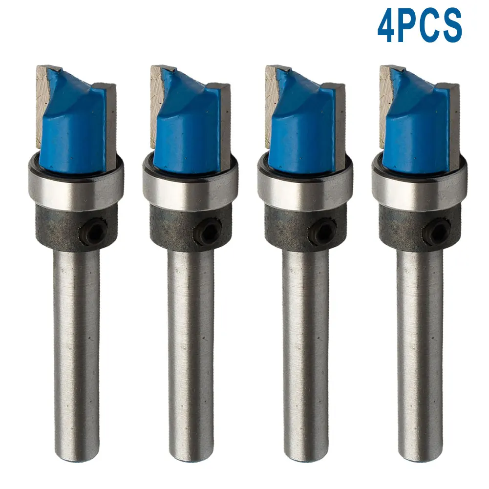 Mortise Lush Trim Router Bits Woodworking Straight End Mill 1/4 Shank Bearing Milling Cutter