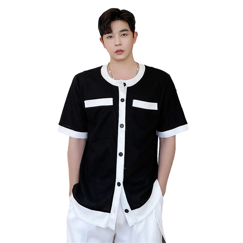 

VERSMA Korean Ulzzang Short Sleeve Vintage Chic Contrast Color T-shirt Men Summer Loose French Stylish Women Tshirt Dropshipping