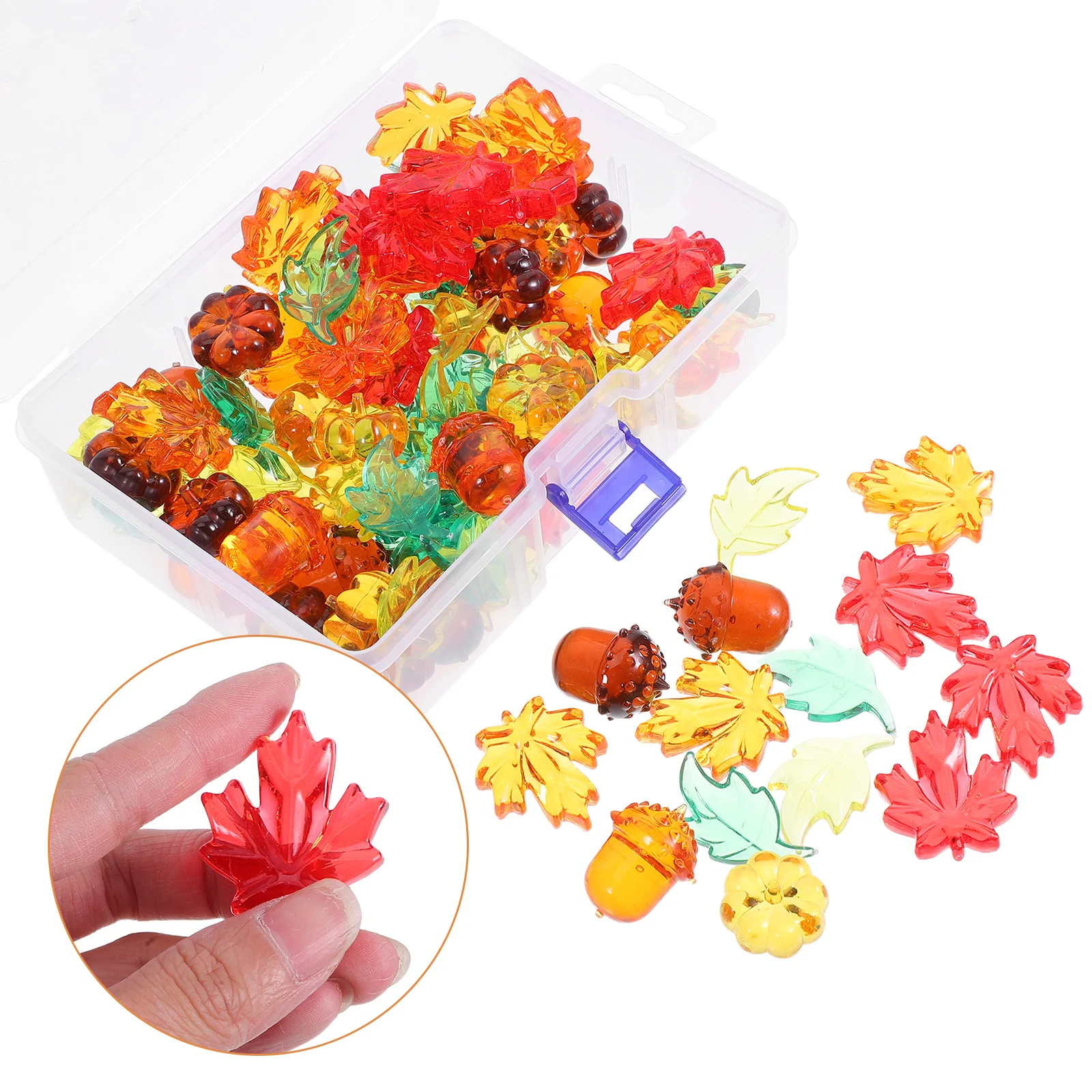 

100Pcs Acrylic Fall Decorations Mini Pumpkins Acorns Maple Leaves Thanksgiving Vase Fillers Home Table Centerpieces
