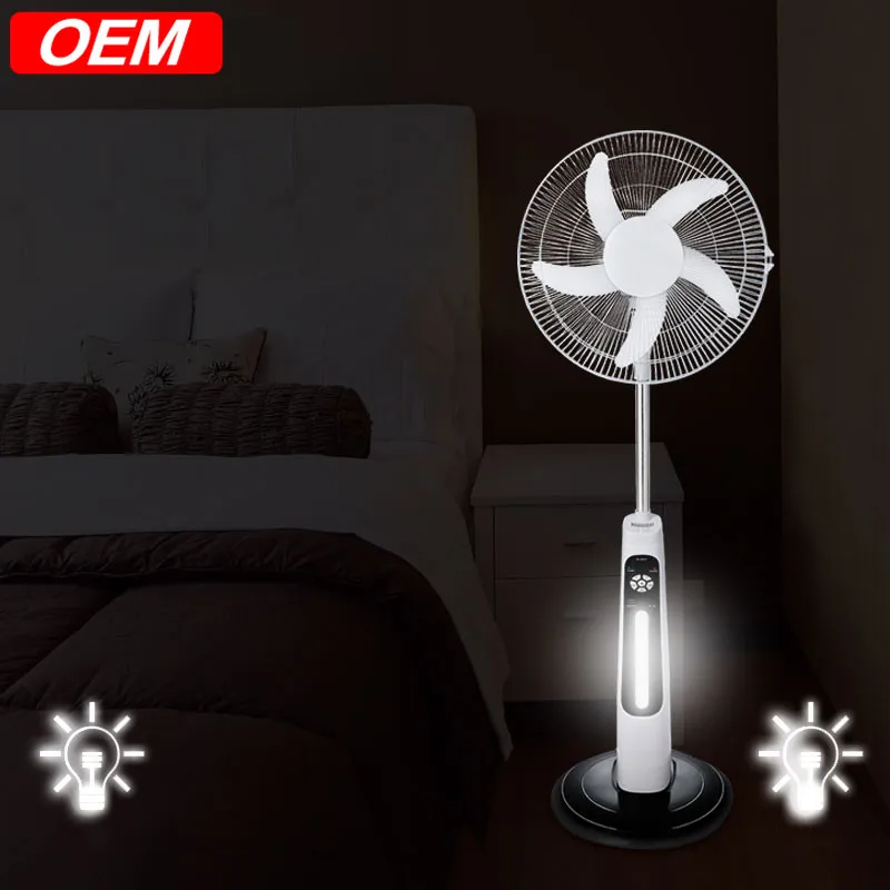 

Wholesale 16 Inches Rechargeable Solar Fan with Remote LED Light Solar Panel OEM ODM AC/DC Solar Floor Fan