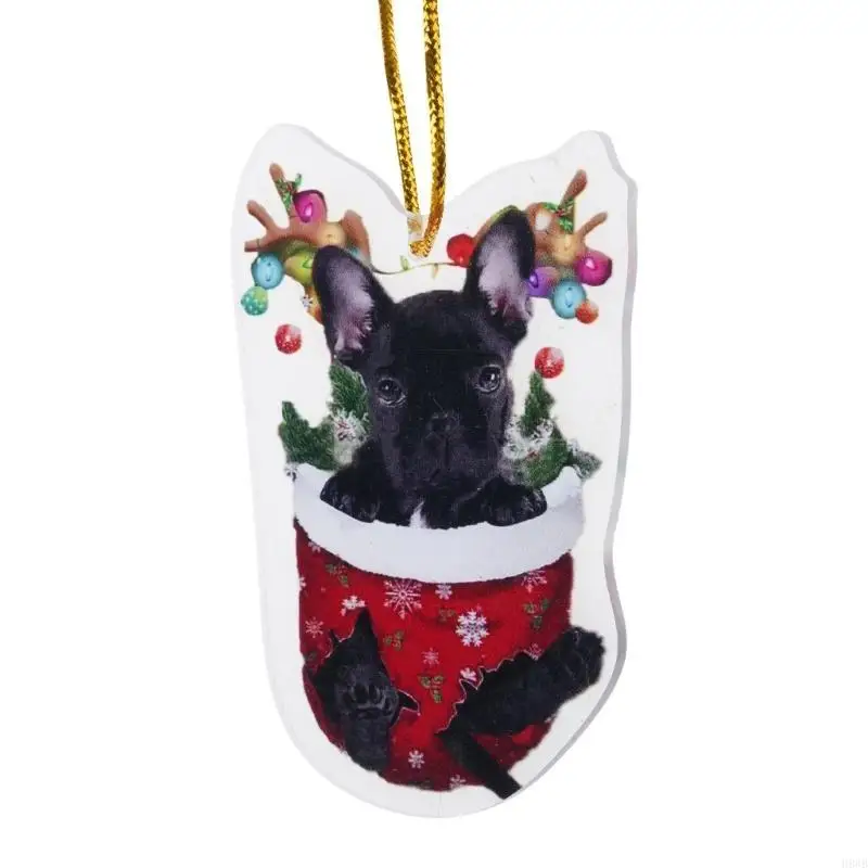 H8WB Seasonal Dog Pendant Tree Decorations Dog Theme Christmas Tree Hanging Decoration Acrylic Dog Ornament for Home