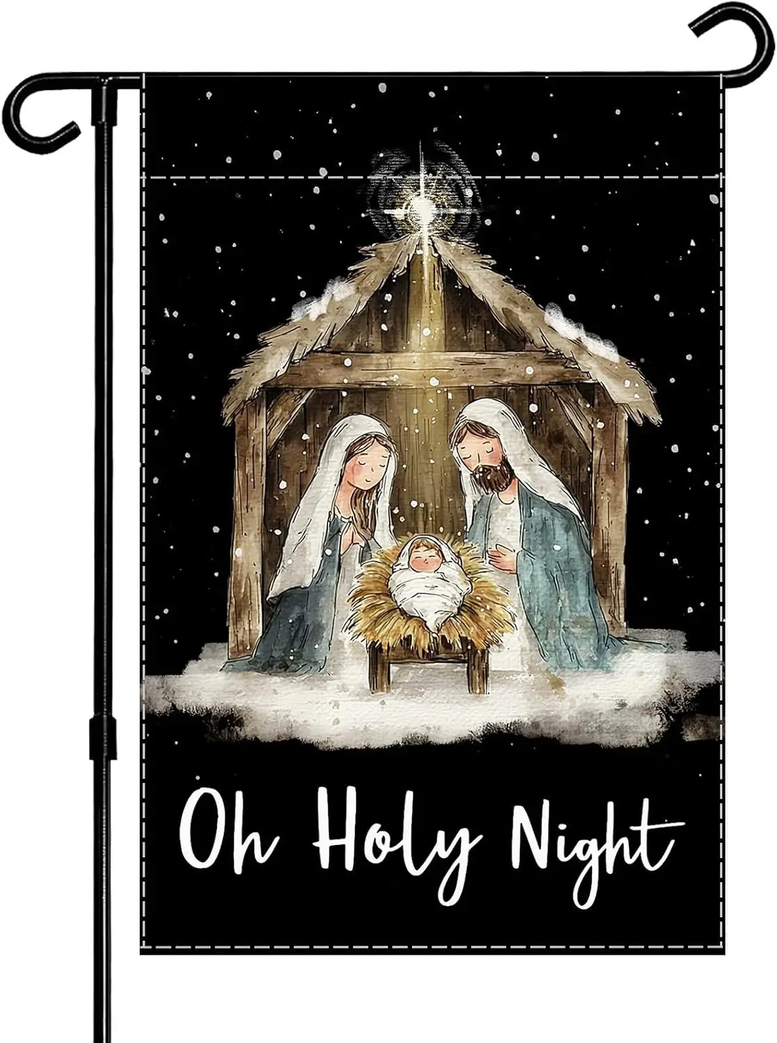 Silent Night Holy Night Jesus Nativity Garden Flag 12 x 18 Inch Double Sided Christmas Winter Holiday Small Flags,Xmas Winte GGX