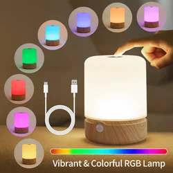 LED Motion sensor Table Lamp Bedroom Night Light Dimmable Desk Light RGB 8 Color Touch Changing Lamp Rechargeable Night Light